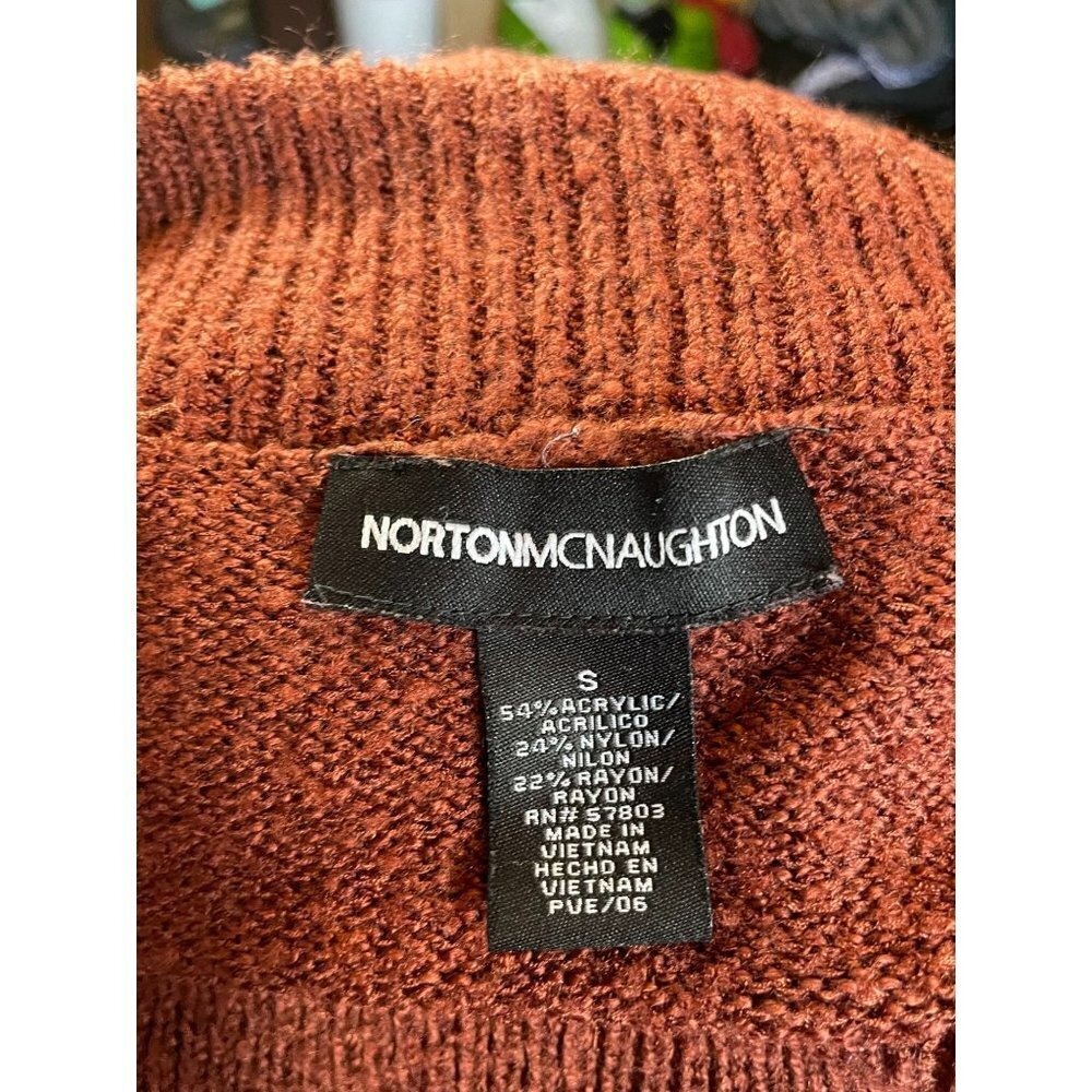 NortonMcnaughton Sweater Pullover Long Sleeve Cowl Neck Knit Rust Orange Sz S - Picture 6 of 7